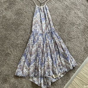 Printed adjustable halter neck skater dress NWT